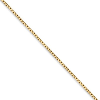 Black Bow Jewelry 1.25mm, 14k Yellow Gold, Solid Box Chain Necklace