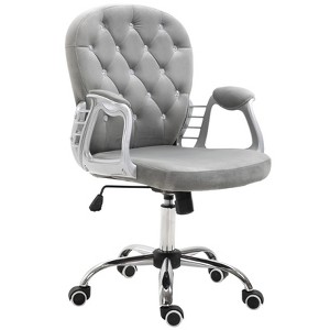 NicBex Adjustable Height Velvet Swivel Home Office Chair with Padded Armrests for Work Study Vanity - 1 of 4