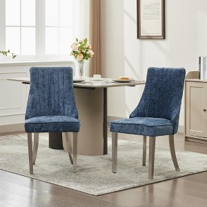 NicBex Linen Dining Chairs Set of 2,Modern Upholstered Armless Kitchen Chairs with Curved Solid Wood Legs for Dining Room,Living Room,Kitchen - 1 of 4