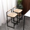 Anybear Set of 2 Bar Stools with Back Paper Rope Woven Counter Height Dining Chairs - 3 of 4
