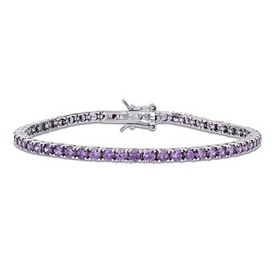 EVERLY JEWELRY | Sterling Silver 10 CT TGW Purple Cubic Zirconia Bracelet, 7 inch