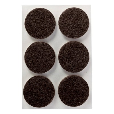 Brown Self-Adhesive Round Felt Furniture Pads, 1.5" Diameter, 24-Pack