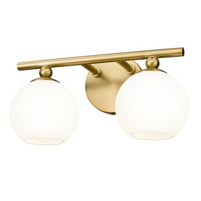Neoma Modern Gold 2-Light Vanity with Opal Glass Shades