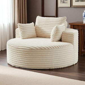 55" Corduroy Sleeper Chair with Back Pillow, Non-Swivel, No Assembly - 1 of 4