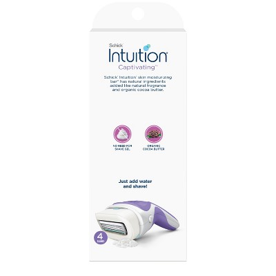 Schick Intuition Women’s 4 Blades Reusable Captivating Razor Kit - 3ct: Whole Body, All Hair Types