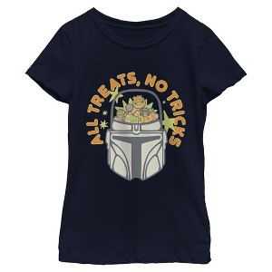 Girls Star Wars: The Mandalorian All Treats No Tricks Candy Basket T Shirt - 1 of 4