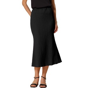 INSPIRE CHIC Women's Texture Stretchy Bodycon Mermaid Fishtail Lettuce Hem Elastic High Waist Maxi Skirts - 1 of 4