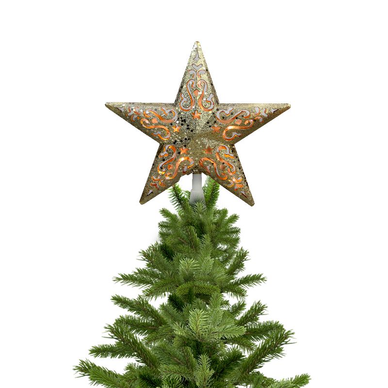 Northlight 8.25" Gold Glitter Star Christmas Tree Topper - Clear Lights, 4 of 5