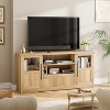 70" TV Stand - Farmhouse Entertainment Center with Wave Design, 2 Glass Door Cabinets + 2 Open Shelves, Media Console for Living Room - 2 of 4