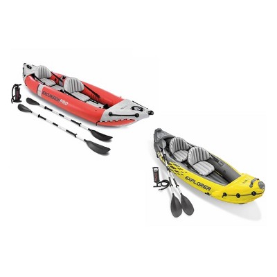 Intex Excursion Pro Inflatable 2 Person Vinyl Kayak With 2 Oars And Pump -  Red : Target