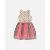 Deux par Deux Girl Bi-Material Cotton and Mesh Dress Small Flowers and Multicolored Gradient Skirt - 3 of 4