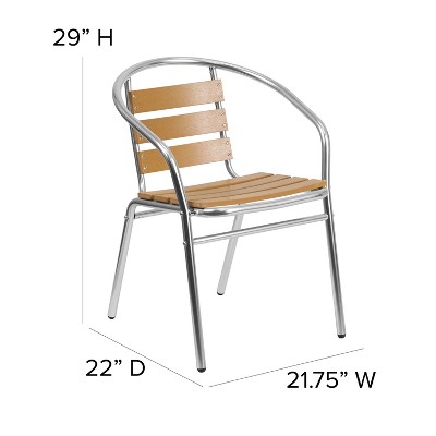 Beige and Brown Plastic Ladder Back Dining Chair