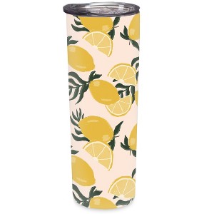 Elanze Designs Lemon Pattern Deep Yellow 20 ounce Stainless Steel Travel Tumbler - 1 of 4
