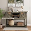 RoyalCraft Farmhouse Entryway Console Table with Storage Shelves, Sliding Barn Door and Spacious Tabletop for Living Room or Foyer, Light Grey - 4 of 4