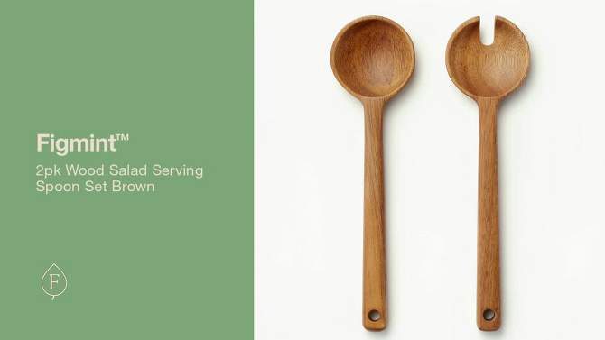 2pk Wood Salad Serving Spoon Set Brown - Figmint&#8482;, 2 of 6, play video