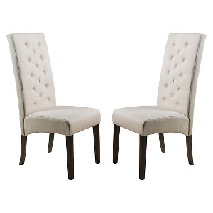 Set of 2 Linden Tall Back Natural Fabric Dining Chairs Natural - Christopher Knight Home - 1 of 4