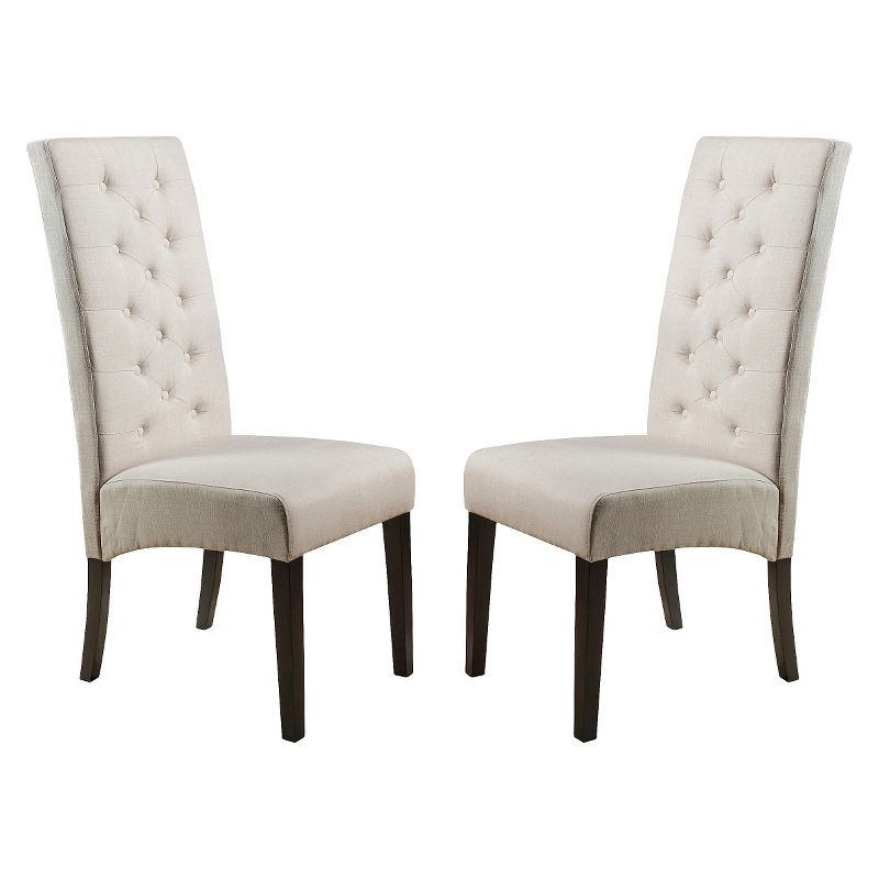 Set of 2 Linden Tall Back Natural Fabric Dining Chairs Natural - Christopher Knight Home, 1 of 7