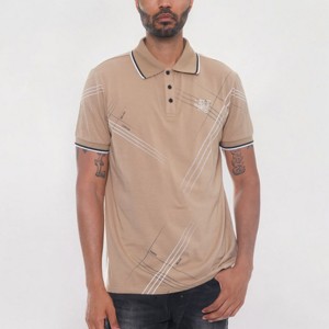 Slickblue Khaki Button Down Polo Shirt for Men with Embroidered Chest and Cuffed Sleeves, Size S to 3XL - 1 of 4