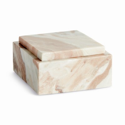 Plum & Post Jaqueline Square Lidded Box Short - Brown/White Marble