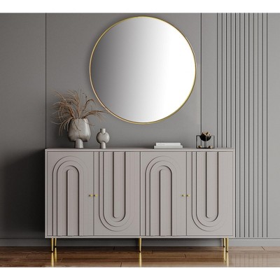 TV Stand With Storage with 4 Doors,60" W Functional Storage Cabinets TV Stands for TVs up to 65" with 2 Adjustable Shelf And Gold Legs-Maison Boucle