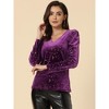 INSPIRE CHIC Women's Velvet V-Neck Long Sleeve Gilding Metallic Shiny Stars Blouse - 2 of 4