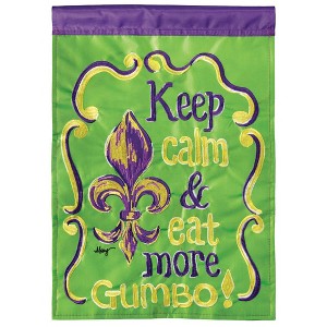 Magnolia Garden Keep Calm Eat More Gumbo Saints Green Purple 19 x 13 Polyester Small House Flag - 1 of 1