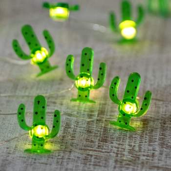 Northlight 10-Count LED Green Cactus Fairy Lights - Warm White