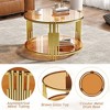 PAGED Round Wooden Coffee Table, Retro Side Table with Storage and Sliding Door, Center Table for Living Room, Bedroom - 4 of 4