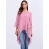 INSPIRE CHIC Women's High Low Hem Scoop Neck Asymmetrical 3/4 Sleeve Summer Top - 4 of 4