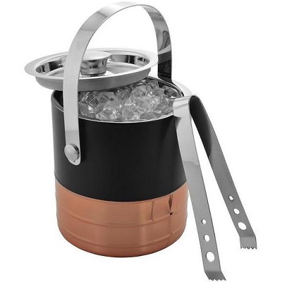 Sol Living 3 Qt. Double Wall Stainless Steel Ice Bucket Includes Tongs and Lid