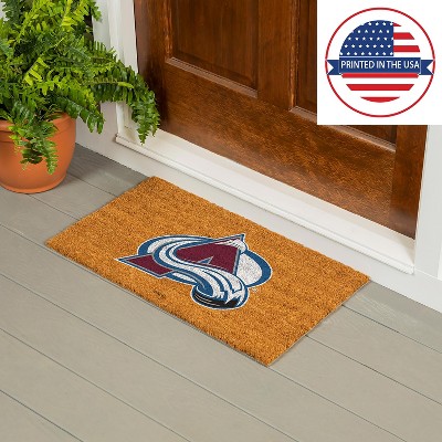 EvergreenNHLColorado Avalanche Logo Natural Coir 28 x 16 Inches Indoor Outdoor Doormat