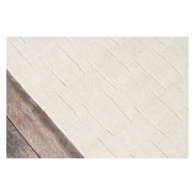Ivory Geometric Hand Tufted Wool Rectangular Rug