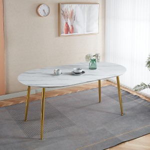 Extendable table,DINING TABLE,OFFICE TABLE,COFFEE TABLE,metal leg,MDF top,100/140/180x100x75cm,golden and white color - 1 of 1