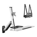 Mount-It! Sit Stand Wall Mount Workstation | Adjustable Height Stand Up Computer Station with Articulating Monitor Mount, Keyboard Tray, & CPU Holder
