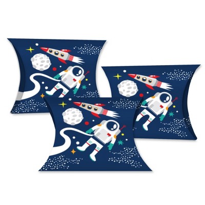 Big Dot of Happiness Blast Off to Outer Space - Favor Gift Boxes - Rocket Ship Baby Shower or Birthday Party Petite Pillow Boxes - Set of 20