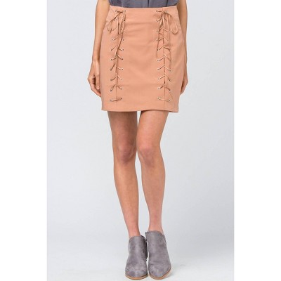 Women's High Waist Grommet Mini Skirt - entro