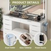 10 Drawers Vanity Desk Makeup Glass Tabletop Mirror LED Light With Stool - 2 of 4