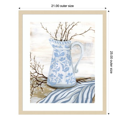 Svelte Natural Wood Framed Watercolor Floral Vase Print