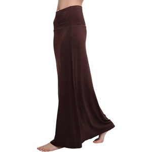 Women's Fold-Over Flare Maxi Skirt - Stylish Spandex Long Skirt for All-Day Comfort Rum Raisin - 1 of 4