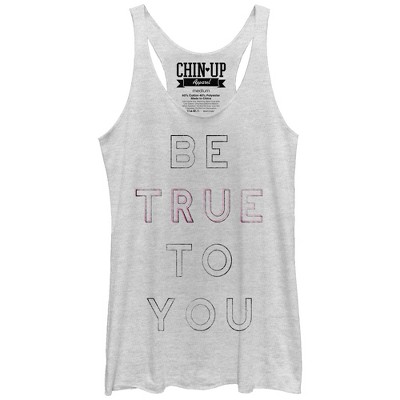 Women's CHIN UP True to You Racerback Tank Top - White Heather - Large