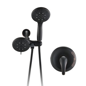 PROOX Single-Handle 6-Spray Round High Pressure Shower Faucet with Dual Shower Head in Oil-Rubbed Bronze (Valve Included) - 1 of 4