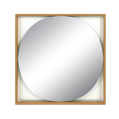 Square Metal Floating Wall Mirror Gold - 3R Studios