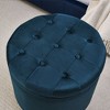 CAVINAS Round Storage Ottoman with Reversible Tray Top, Multi-Functional Round Linen Button Ottoman, Ottoman with Storage Space - 4 of 4