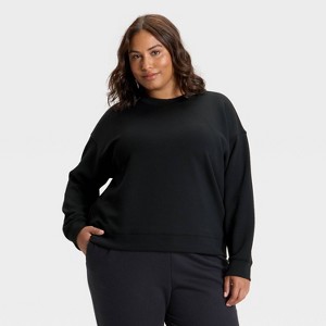Women's Airy Sleek Ribbed Crewneck Sweatshirt - All In Motion™ - 1 of 3
