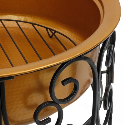 30" Copper and Bronze Free-standing Fire Pit with Mesh Screen