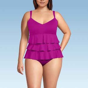 Lands' End Women's Smoothing Control Ruffle Fauxkini One Piece Swimsuit - 1 of 4