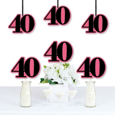Big Dot of Happiness Chic 40th Birthday - Pink, Black and Gold - Decorations DIY Party Essentials - Set of 20