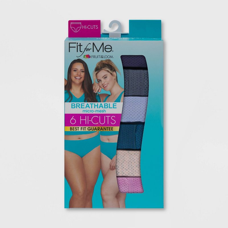 Fit for Me by Fruit of the Loom Women's Plus Size 6pk Breathable Micro-Mesh Hi-Cut Underwear - Colors May Vary, 3 of 6