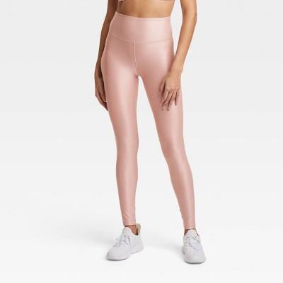 Women's High-Rise Shine Ribbed Leggings - All In Motion™ Light Mauve XXL