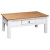 vidaXL Coffee Table Sofa End Table with Drawer Solid Wood Pine Panama Range - White - 4 of 4